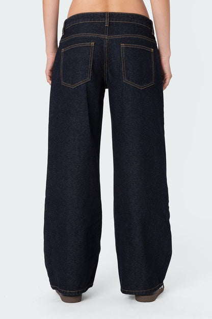Petite Raelynn Washed Low Rise Baggy Jeans