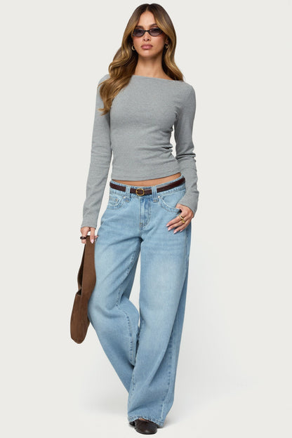 Loria Striped Boat Neck Top