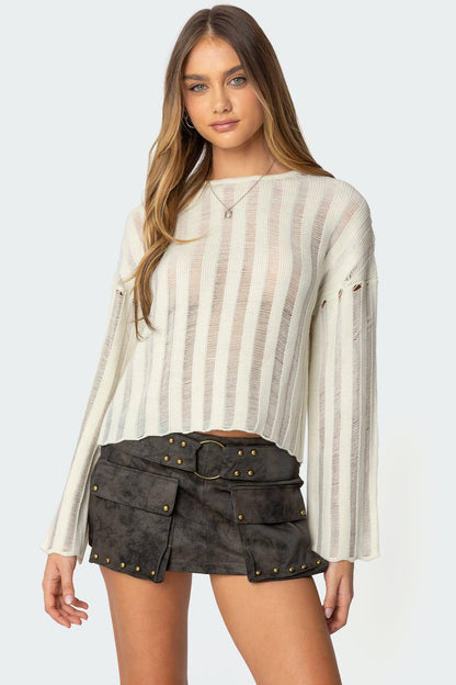 Stripey Shredded Sweater