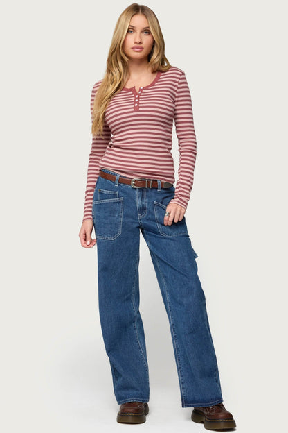 Roma Striped Henley Top