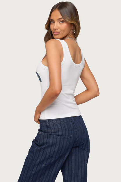 Edikted Girly Ribbed Tank Top