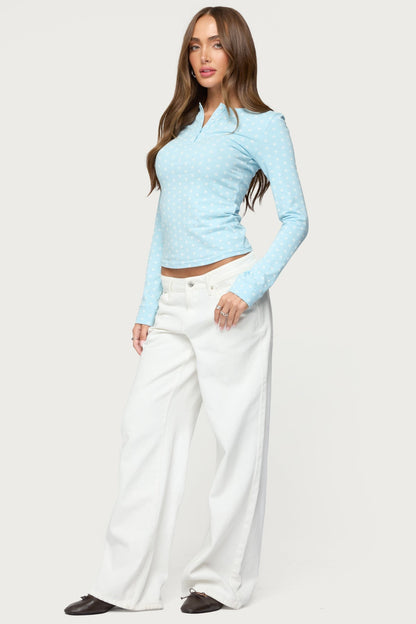 Keana Polka Dot Henley Top