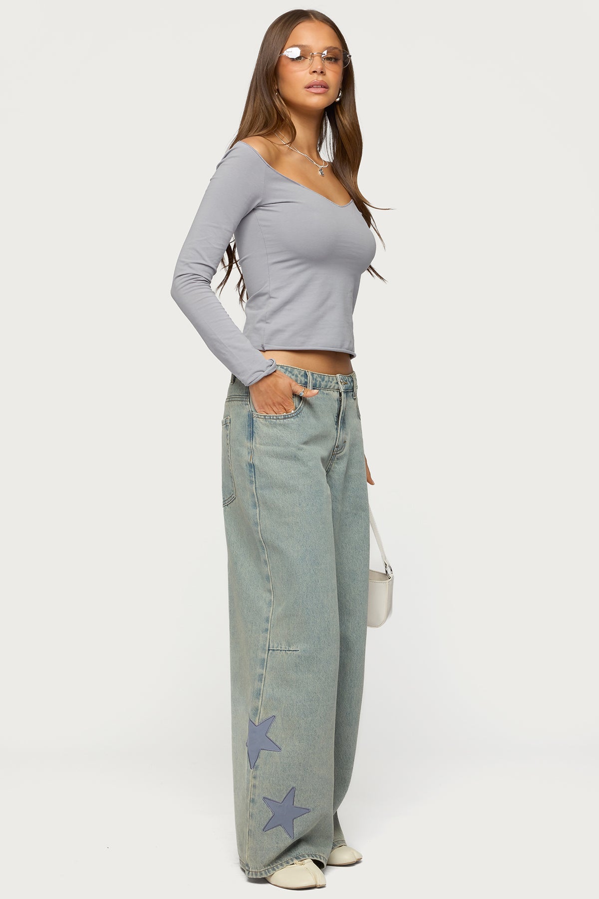 Nattie Off Shoulder V Neck Top