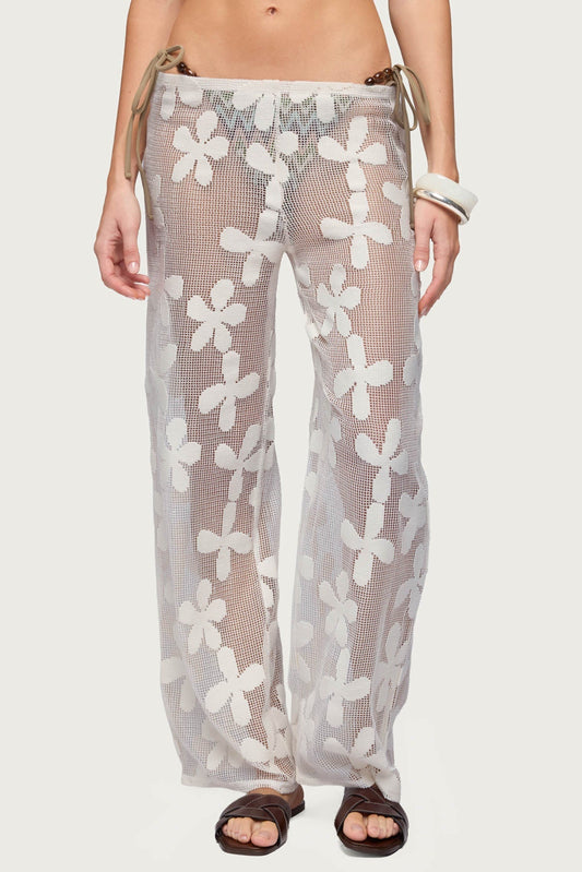 Candace Floral Texured Sheer Pants