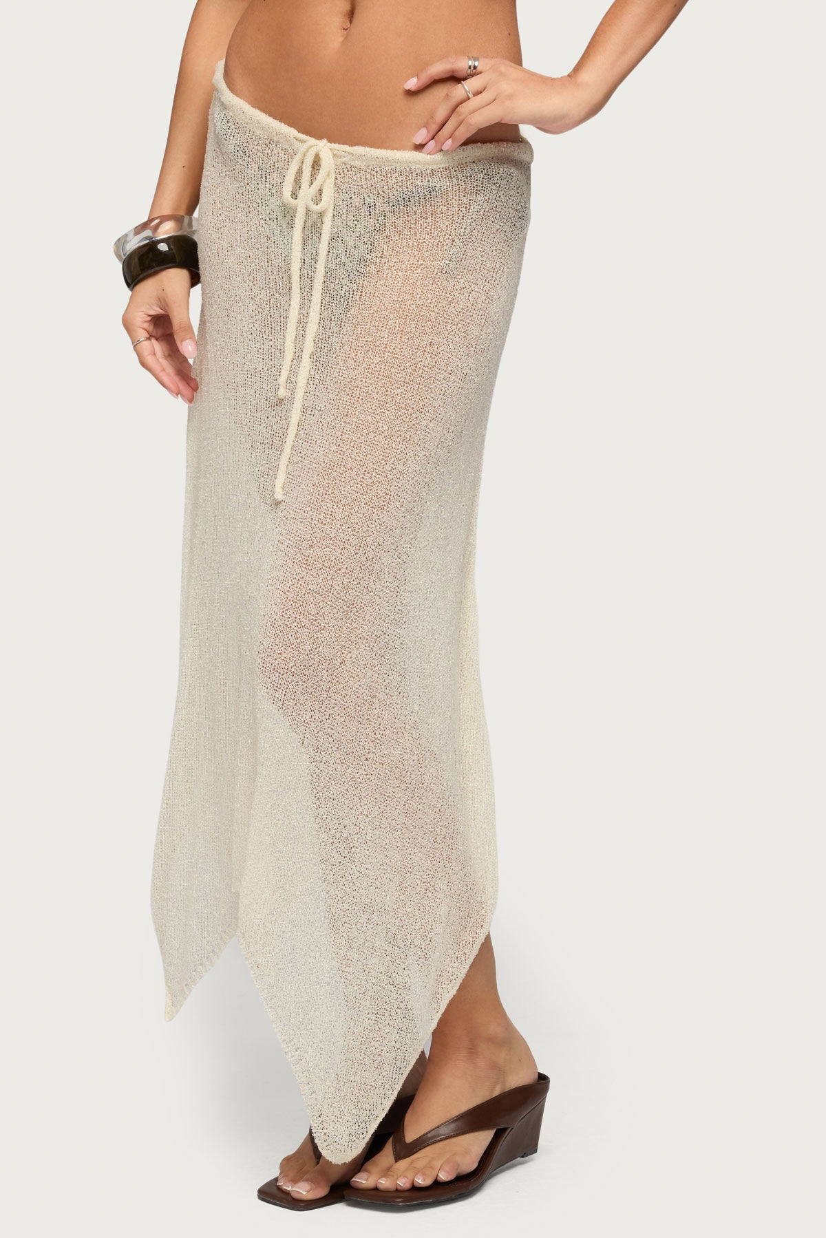 Isla Handkerchief Sheer Knit Midi Skirt